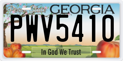 GA license plate PWV5410