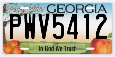 GA license plate PWV5412