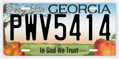 GA license plate PWV5414