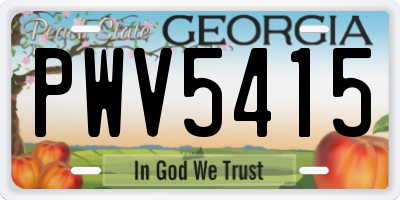 GA license plate PWV5415