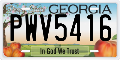 GA license plate PWV5416