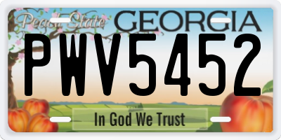 GA license plate PWV5452