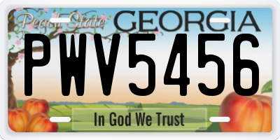 GA license plate PWV5456