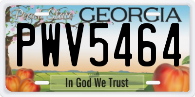 GA license plate PWV5464
