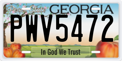 GA license plate PWV5472