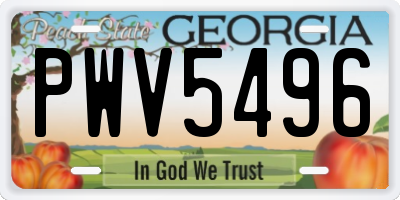 GA license plate PWV5496