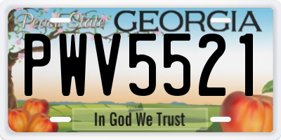 GA license plate PWV5521