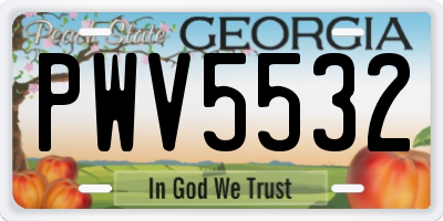 GA license plate PWV5532