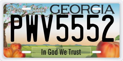 GA license plate PWV5552
