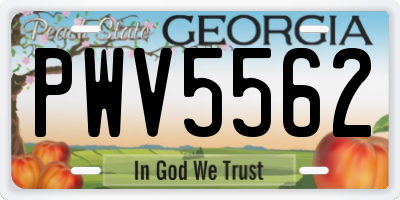 GA license plate PWV5562