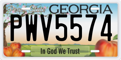 GA license plate PWV5574