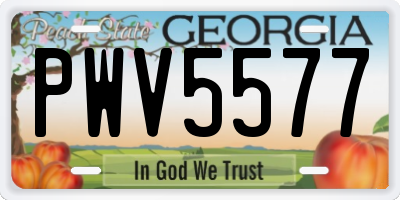 GA license plate PWV5577