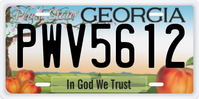 GA license plate PWV5612