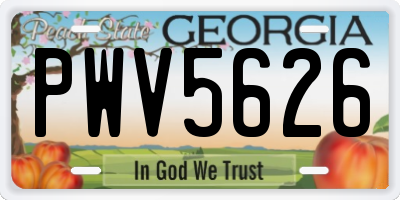 GA license plate PWV5626
