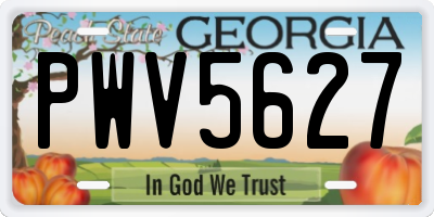 GA license plate PWV5627