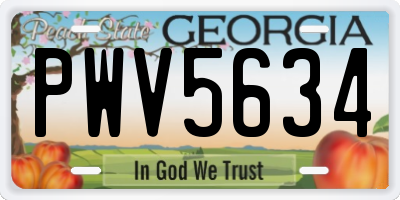 GA license plate PWV5634