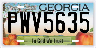GA license plate PWV5635
