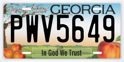 GA license plate PWV5649