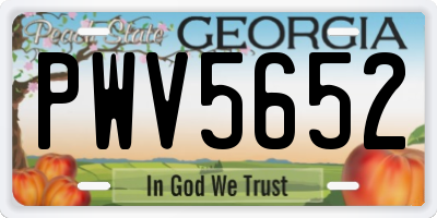 GA license plate PWV5652
