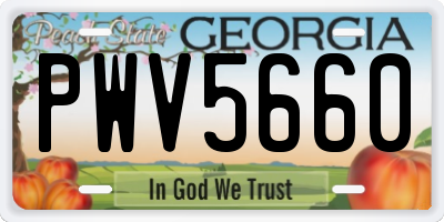 GA license plate PWV5660