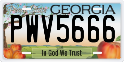 GA license plate PWV5666