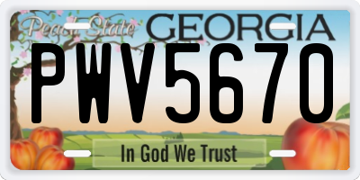 GA license plate PWV5670