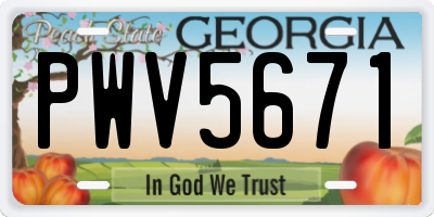 GA license plate PWV5671