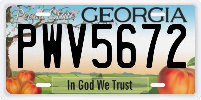 GA license plate PWV5672