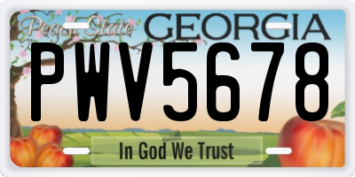 GA license plate PWV5678