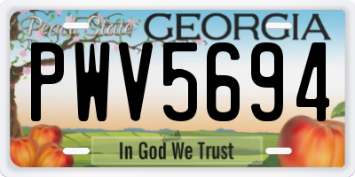 GA license plate PWV5694