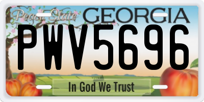GA license plate PWV5696
