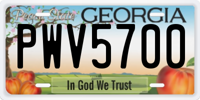 GA license plate PWV5700