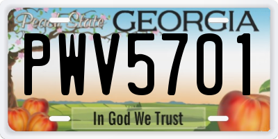 GA license plate PWV5701