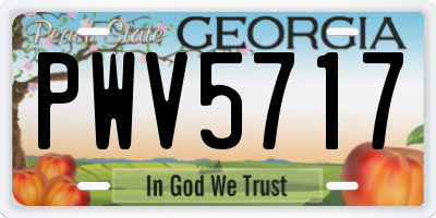 GA license plate PWV5717