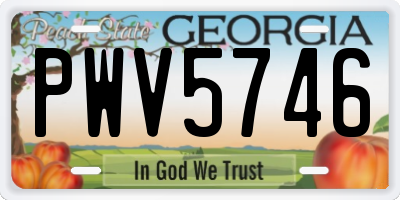 GA license plate PWV5746