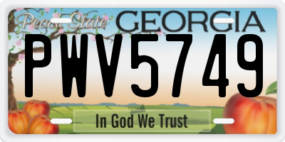 GA license plate PWV5749