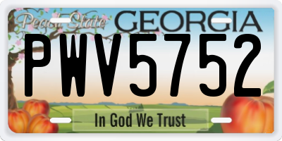 GA license plate PWV5752