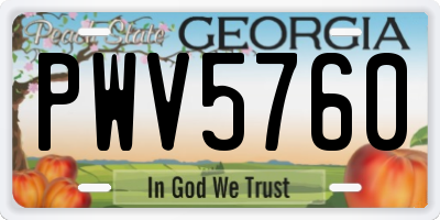 GA license plate PWV5760