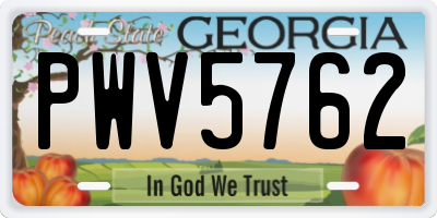 GA license plate PWV5762