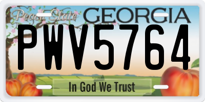 GA license plate PWV5764