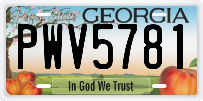 GA license plate PWV5781