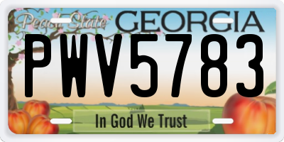 GA license plate PWV5783