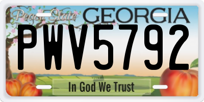 GA license plate PWV5792