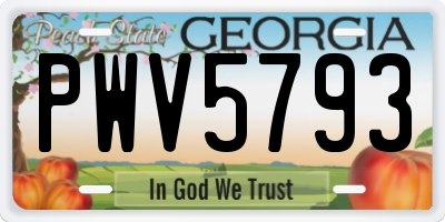 GA license plate PWV5793