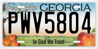 GA license plate PWV5804