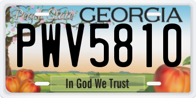GA license plate PWV5810