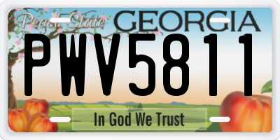GA license plate PWV5811