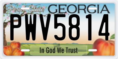 GA license plate PWV5814