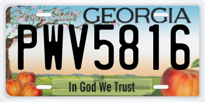 GA license plate PWV5816