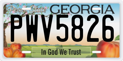 GA license plate PWV5826